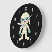 Happy Mummy Niedlich Halloween Monster Zeichne Große Wanduhr (Winkel)