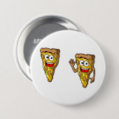 Happy Mushroom Pizza Slices Button (Vorne & Hinten)