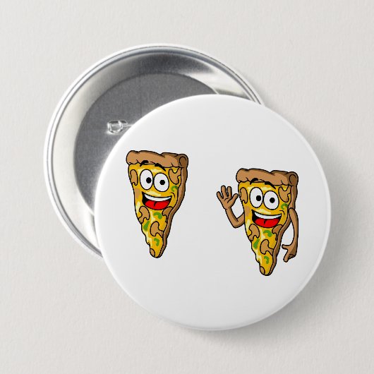 Happy Mushroom Pizza Slices Button (Vorne & Hinten)