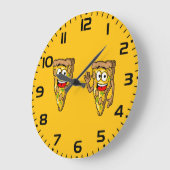 Happy Mushroom Pizza Slices Große Wanduhr (Winkel)