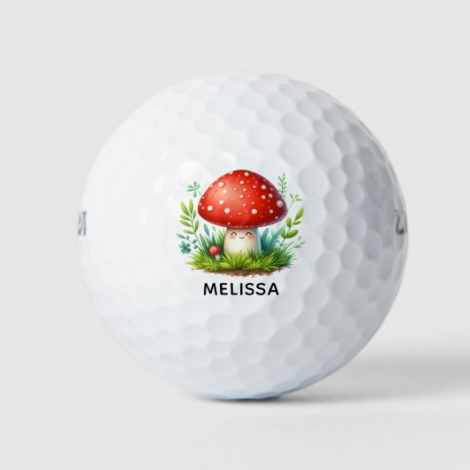 Happy Mushroom Redcap Illustration Individuelle Na Golfball (Vorderseite)