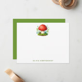 Happy Mushroom Redcap Illustration Individuelle Na Mitteilungskarte (Vorderseite/Rückseite Beispiel)