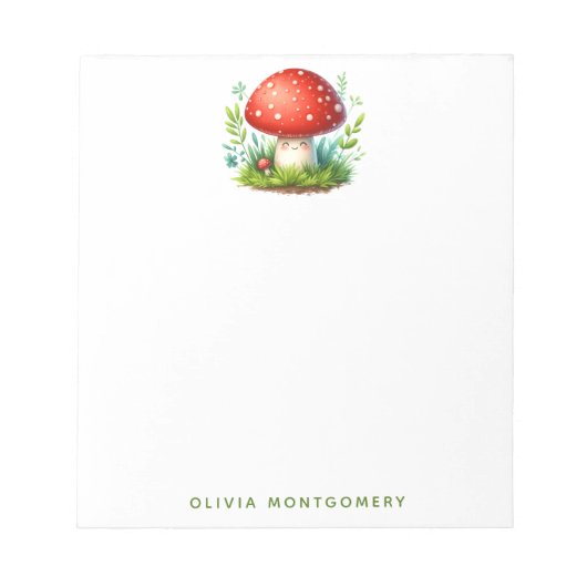 Happy Mushroom Redcap Illustration Individuelle Na Notizblock (Vorderseite)