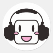 Happy_Music Runder Aufkleber (Vorderseite)