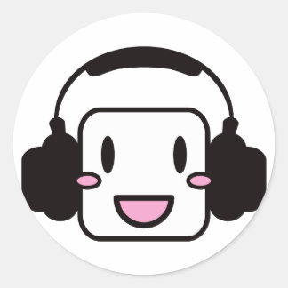 Happy_Music Runder Aufkleber