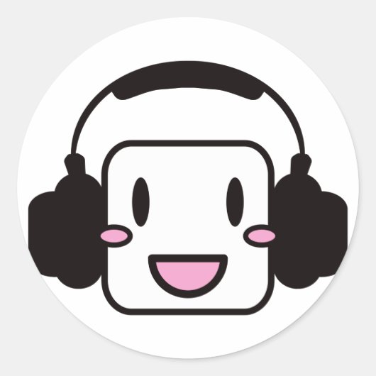 Happy_Music Runder Aufkleber (Vorderseite)