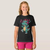“Happy Musical Dinosaur Cartoon T-Shirt – Kids Fun (Vorne ganz)