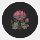 Happy Mustache Bart Kostüm mit Blume und Pflanze Runder Aufkleber (Vorderseite)