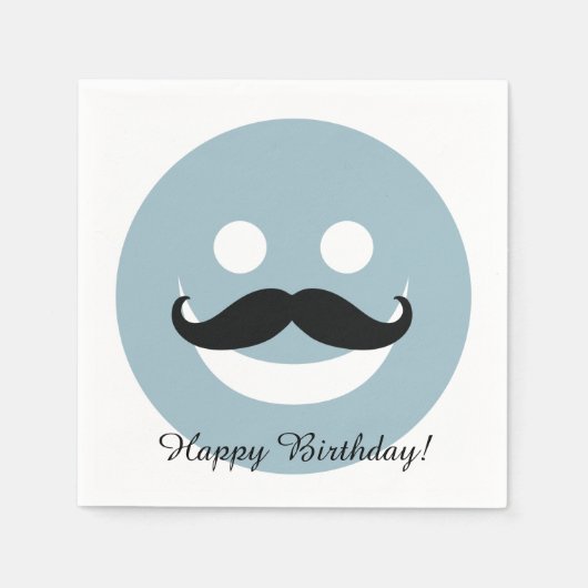 Happy Mustache Face Serviette (Vorderseite)