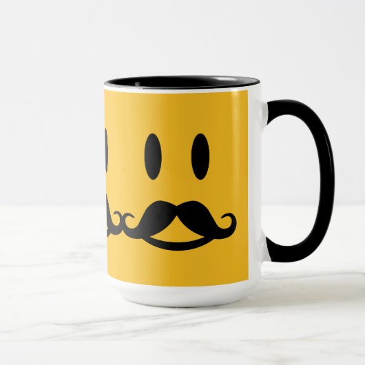 Happy Mustache Smiley benutzerdefinierte Tasse (Rechts)