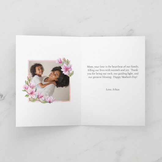 Happy Mütter Aquarell floral elegant 1 Foto Karte (Innenseite)