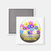 Happy Mütter Day Basket of Daisies and Blue Bird Magnet (Vorderseite/Rückseite)