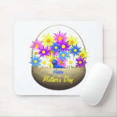Happy Mütter Day Basket of Daisies and Blue Bird Mousepad (Mit Mouse)