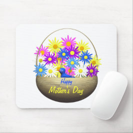 Happy Mütter Day Basket of Daisies and Blue Bird Mousepad