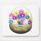 Happy Mütter Day Basket of Daisies and Blue Bird Mousepad (Vorne)