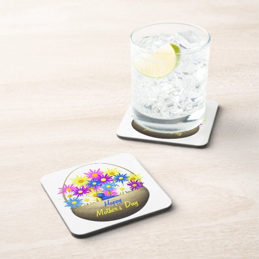 Happy Mütter Day Basket of Daisies and Blue Bird Untersetzer (Rechte Seite)