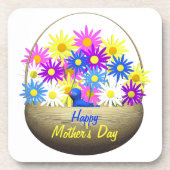 Happy Mütter Day Basket of Daisies and Blue Bird Untersetzer (Vorderseite)