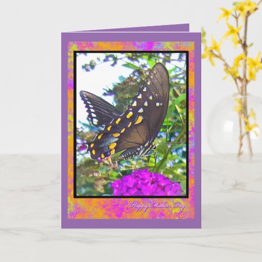 Happy Mütter Day Butterfly Grußkarte Karte (Gelbe Blume)