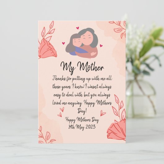 Happy Mütter Day Card Einladung (Stehend Vorderseite)