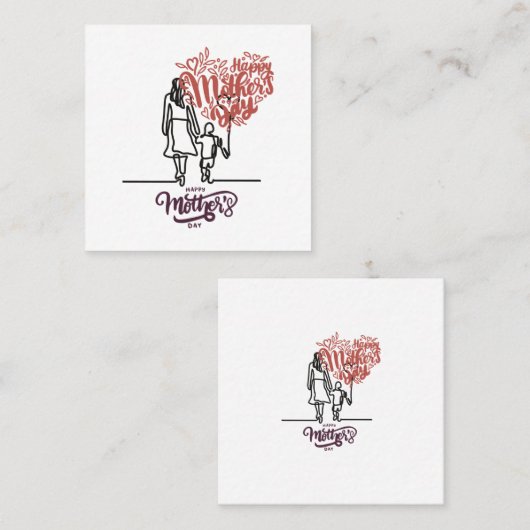 Happy Mutter-Day Design für Mütter Quadratische Visitenkarte (Vorne/Hinten)