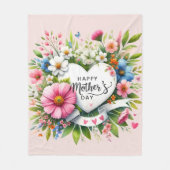 Happy Mütter Day Floral Herzen Fleecedecke (Vorderseite)
