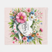 Happy Mütter Day Floral Herzen Fleecedecke (Vorderseite (Horizontal))