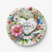 Happy Mütter Day Floral Herzen Pappteller (Vorderseite)