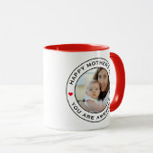 Happy Mütter Day Foto Herz Roter Schwarzer Text Tasse (VorderseiteRechts)