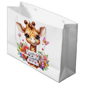 Happy Mütter Day Giraffe Große Geschenktüte (Vorderseite Schrägansicht)