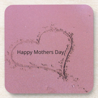Happy Mütter Day in einem Herzen im Sand Getränkeuntersetzer