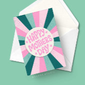 Happy Mütter Day Pink Green Sunburst Karte