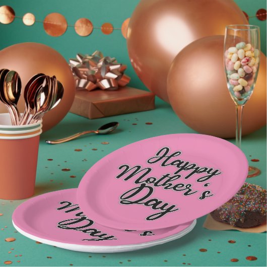 Happy Mütter Day Pink Paper Plate Pappteller (Multi)