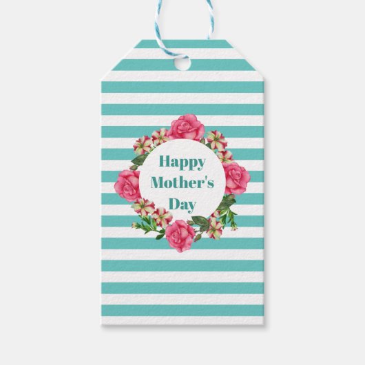 Happy Mütter Day Pink Rose Red White Petunia Geschenkanhänger (Vorderseite)