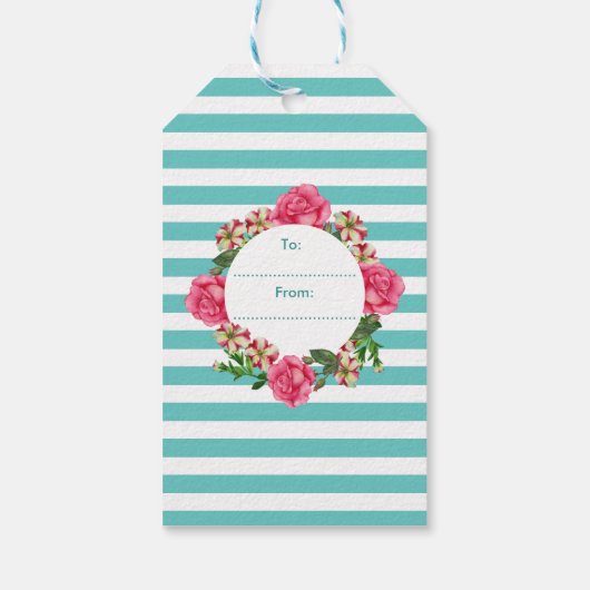 Happy Mütter Day Pink Rose Red White Petunia Geschenkanhänger (Rückseite)