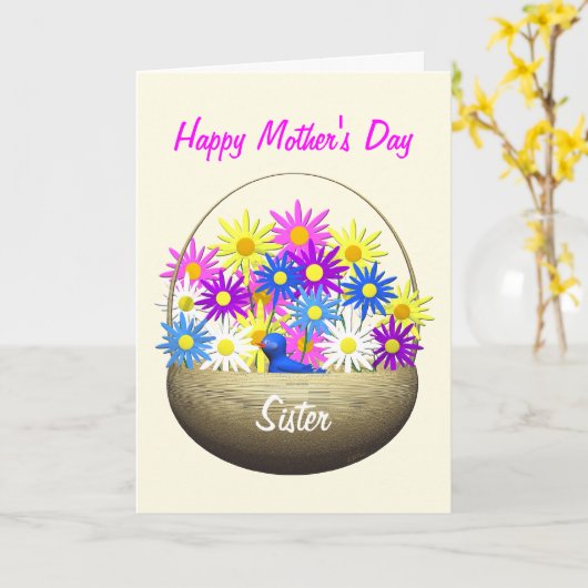 Happy Mütter Day Sister Basket of Daisies Karte (Gelbe Blume)