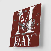 Happy Mütter Day Wall Clock Quadratische Wanduhr (Winkel)