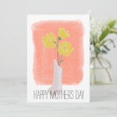 Happy Mütter Day Yellow Florals Brush Stroke Karte (Stehend Vorderseite)