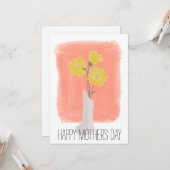 Happy Mütter Day Yellow Florals Brush Stroke Karte (Vorderseite/Rückseite Beispiel)
