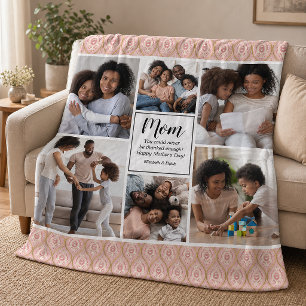 Happy Mütter Tag 6 Foto Collage Fleece Blanket