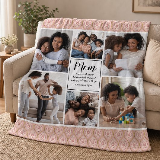 Happy Mütter Tag 6 Foto Collage Fleece Blanket