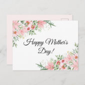 Happy Mütter Tag Aquarell Rosa Blumenklassiker Postkarte (Vorne/Hinten)