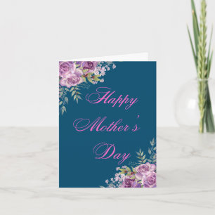 Happy Mütter Tag Aquarell Rosen blau Karte