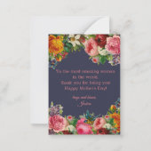 Happy Mütter Tag Aquarell Vintag blau Mitteilungskarte (Rückseite)