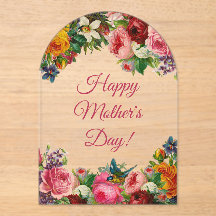 Happy Mütter Tag Aquarell Vintager Blumenbogen