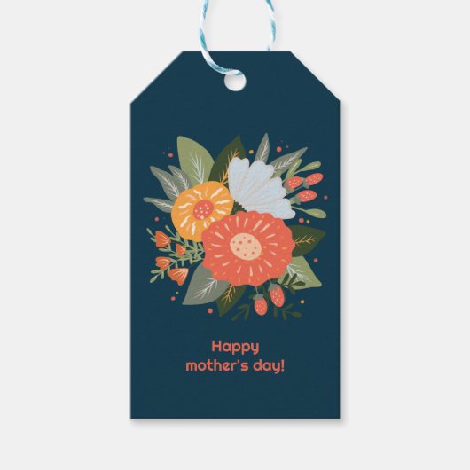 Happy Mutter Tag Blumenstrauß Geschenkanhänger (Vorderseite)