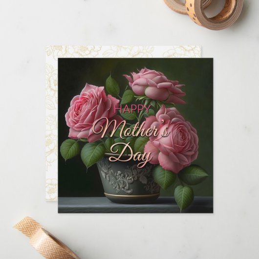 Happy Mütter Tag Blumenstrauß Mitteilungskarte (Vorderseite/Rückseite Beispiel)