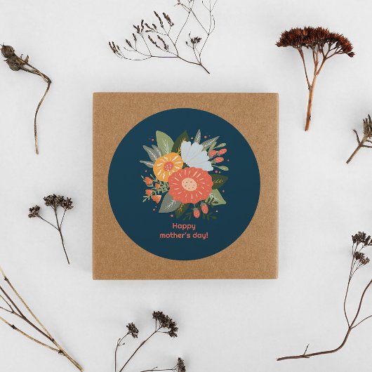 Happy Mutter Tag Blumenstrauß Runder Aufkleber