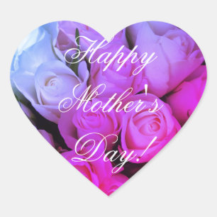 Happy Mutter Tag Elegant Rosen Rosen Blumen Herz-Aufkleber