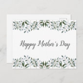 Happy Mütter Tag Eukalyptus Grüne Blüte Postkarte (Vorne/Hinten)