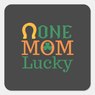 Happy Mütter Tag mit Liebe und Blume bunt Quadratischer Aufkleber